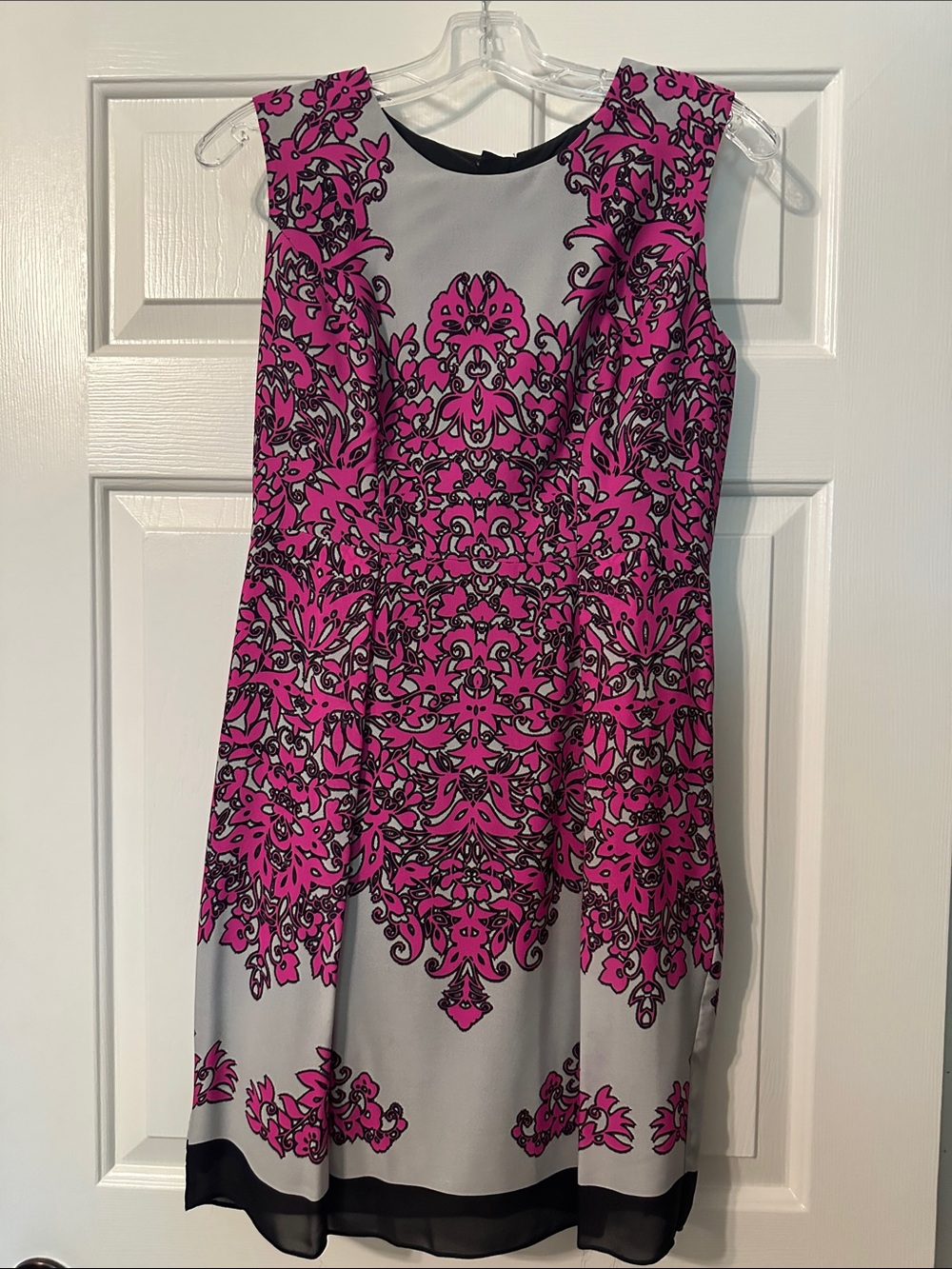 Milly Pink and Gray Printed Sleeveless Midi Dress